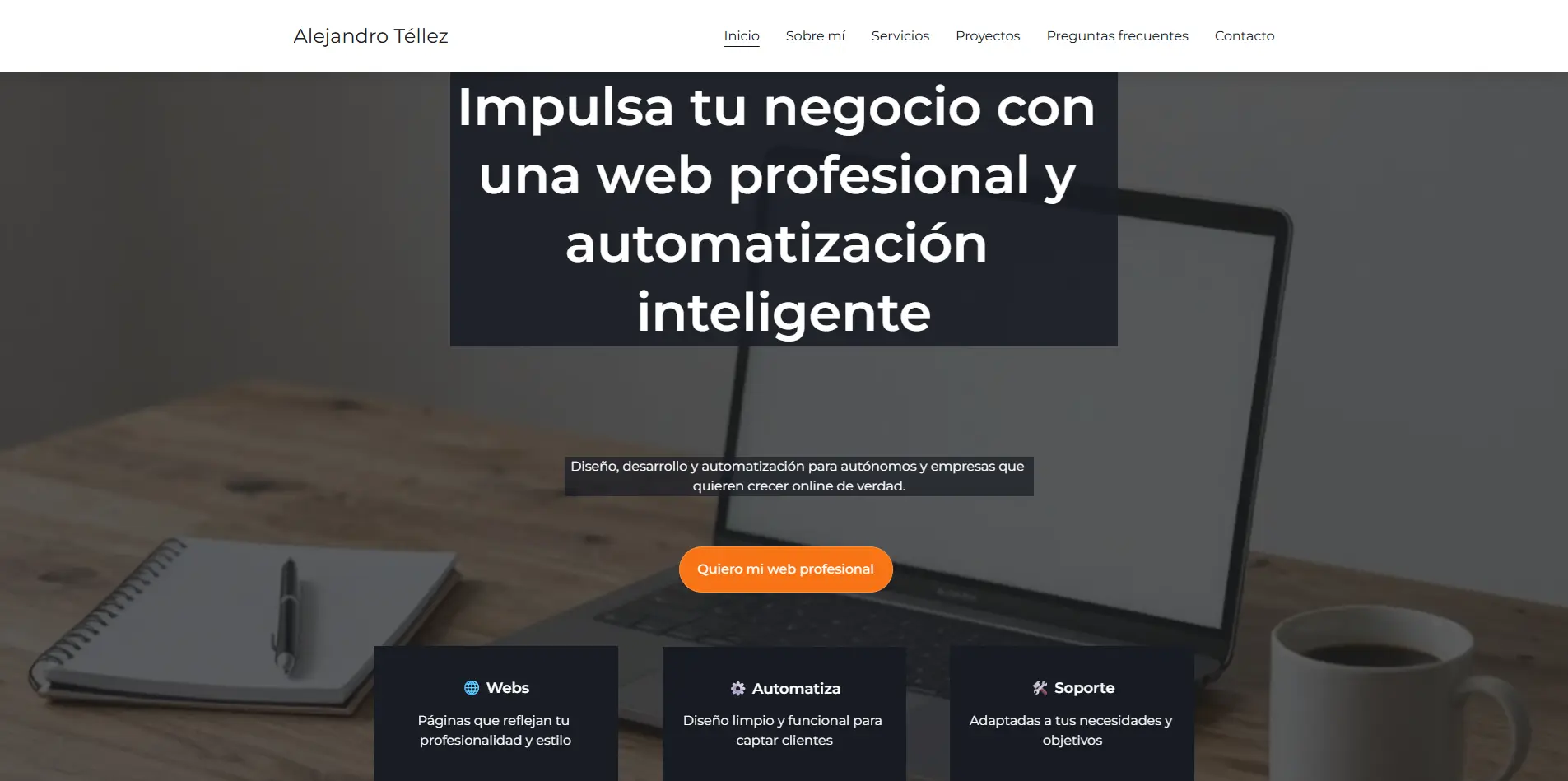 Vista previa de la web corporativa de Alejandro Téllez para autónomos y pymes